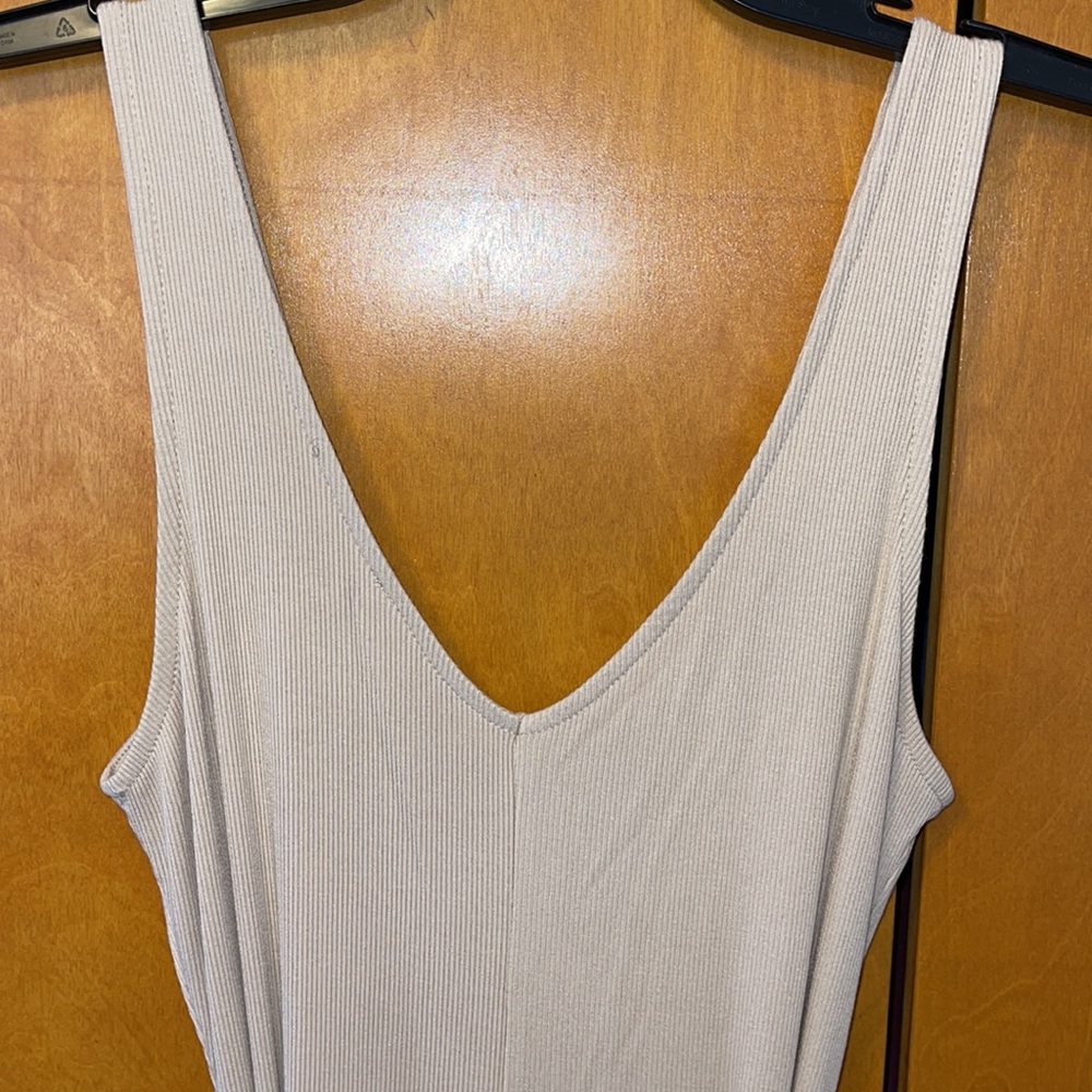 Beige Ribbed Pantsuit. Fashion Nova. Large. - Picture 10 of 15